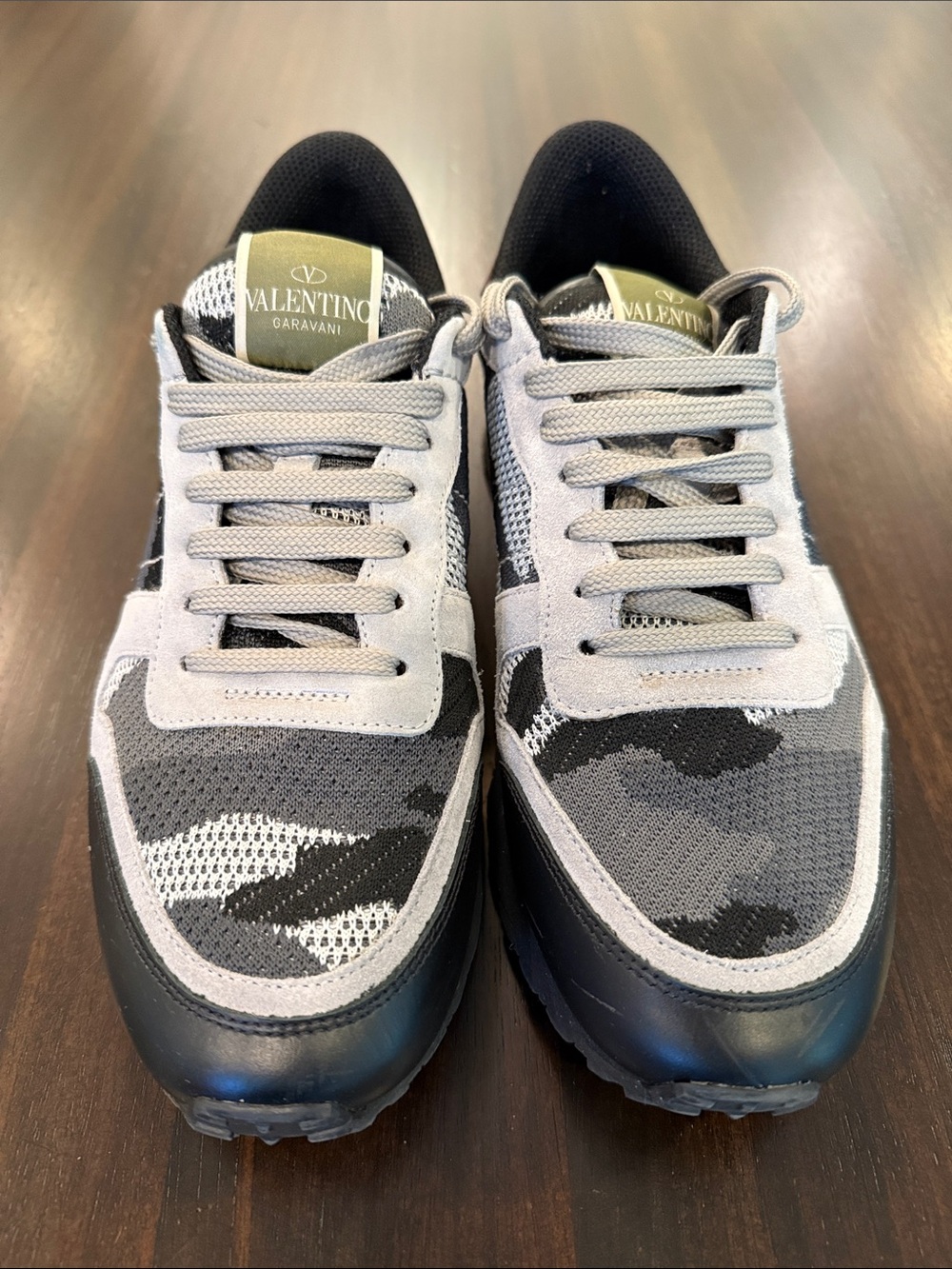 Valentino Garavani Men’s Black and Gray Camouflage Sneakers